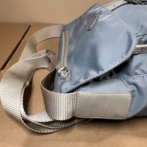 Prada blue nylon triangle logo vela crossbody bag - Picture 8 of 15